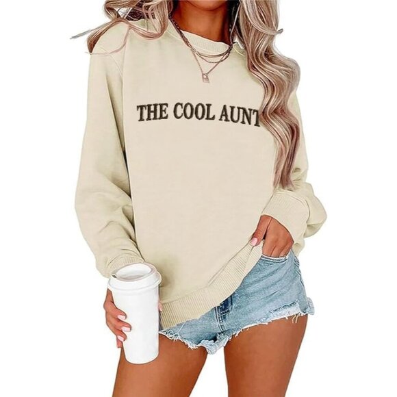 Aunt Sweatshirt Women Cotton-Poly Blend Embroidered Crewneck Gift - Picture 3 of 5